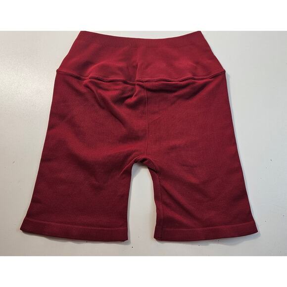 Nux hand dyed red seamless biker shorts with logo NWOT sz S active running gym - Picture 2 of 6